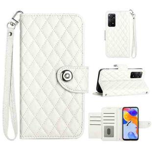 For Xiaomi Redmi Note 11 Pro 5G/4G Global Rhombic Texture Flip Leather Phone Case with Lanyard(White)