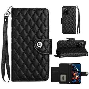 For Xiaomi Redmi Note 12 Pro Speed Rhombic Texture Flip Leather Phone Case with Lanyard(Black)