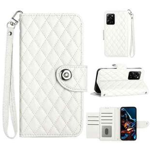For Xiaomi Redmi Note 12 Pro Speed Rhombic Texture Flip Leather Phone Case with Lanyard(White)