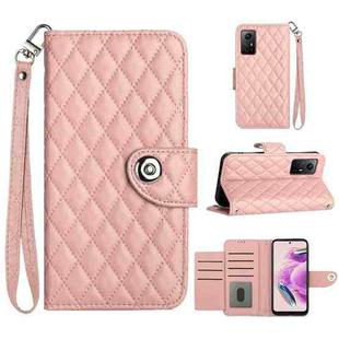 For Xiaomi Redmi Note 12S 4G Rhombic Texture Flip Leather Phone Case with Lanyard(Coral Pink)