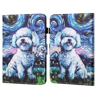 For Amazon Kindle Fire HD10 2023/2021 Coloured Drawing Stitching Smart Leather Tablet Case(Oil Painting Dog)
