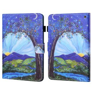 For Amazon Kindle Fire HD10 2023/2021 Coloured Drawing Stitching Smart Leather Tablet Case(Sunrise and Tree)