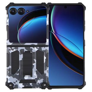 For Motorola Razr 40 Ultra Camouflage Armor Kickstand TPU + PC Magnetic Phone Case(Grey)
