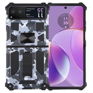 For Motorola Razr 40 Camouflage Armor Kickstand TPU + PC Magnetic Phone Case(Grey)