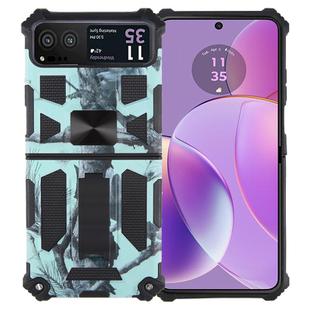 For Motorola Razr 40 Camouflage Armor Kickstand TPU + PC Magnetic Phone Case(Mint Green)