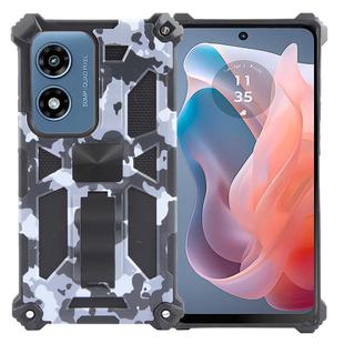 For Motorola Moto G Play 4G 2024 Camouflage Armor Kickstand TPU + PC Magnetic Phone Case(Grey)