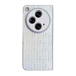 For OPPO Find N3 Pearlescent Paint Gradient Geometric Leather Phone Case(Silver)