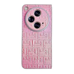 For OPPO Find N3 Pearlescent Paint Gradient Geometric Leather Phone Case(Pink)