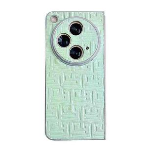 For OPPO Find N3 Pearlescent Paint Gradient Geometric Leather Phone Case(Green)
