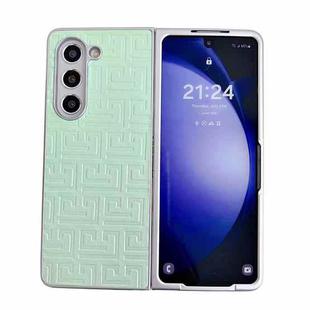 For Samsung Galaxy Z Fold4 5G Pearlescent Paint Gradient Geometric Leather Phone Case(Green)