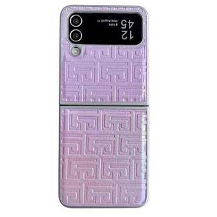 For Samsung Galaxy Z Flip4 5G Pearlescent Paint Gradient Geometric Leather Phone Case(Purple)