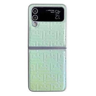 For Samsung Galaxy Z Flip4 5G Pearlescent Paint Gradient Geometric Leather Phone Case(Green)
