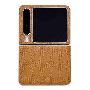 For Huawei Pura X Pearlescent Paint Diamond Shaped Checkered Leather Phone Case(Brown)