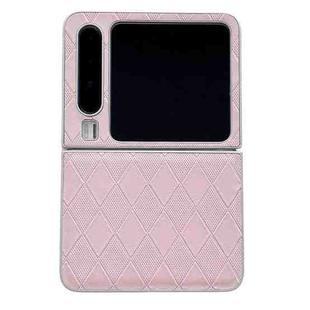 For Huawei Pura X Pearlescent Paint Diamond Shaped Checkered Leather Phone Case(Pink)