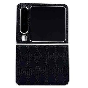 For Huawei Pura X Pearlescent Paint Diamond Shaped Checkered Leather Phone Case(Black)