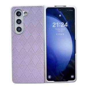 For Samsung Galaxy Z Fold5 5G Pearlescent Paint Diamond Shaped Checkered Leather Phone Case(Purple)