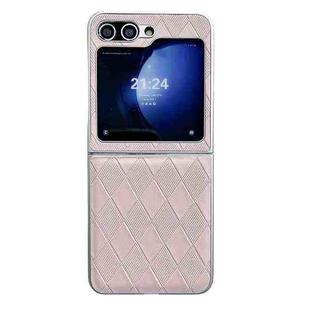 For Samsung Galaxy Z Flip5 5G Pearlescent Paint Diamond Shaped Checkered Leather Phone Case(Pink)