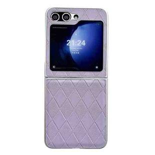 For Samsung Galaxy Z Flip5 5G Pearlescent Paint Diamond Shaped Checkered Leather Phone Case(Purple)