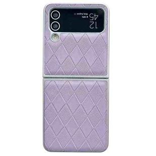 For Samsung Galaxy Z Flip4 5G Pearlescent Paint Diamond Shaped Checkered Leather Phone Case(Purple)