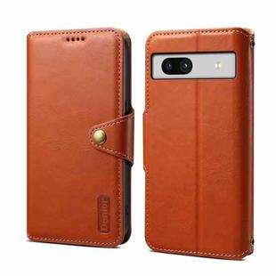 For Google Pixel 7a Denior Cowhide Texture Wallet Style Leather Phone Case(Brown)