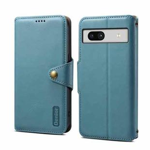 For Google Pixel 7a Denior Cowhide Texture Wallet Style Leather Phone Case(Blue)
