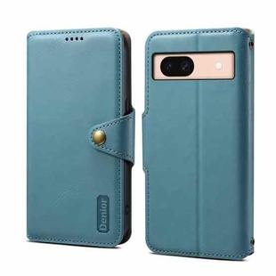For Google Pixel 8a Denior Cowhide Texture Wallet Style Leather Phone Case(Blue)