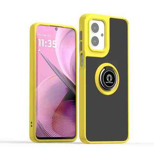 For Motorola Moto G55 Q Shadow 1 Series TPU + PC Phone Case with Ring(Yellow)