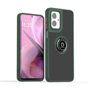 For Motorola Moto G55 Q Shadow 1 Series TPU + PC Phone Case with Ring(Dark Green)