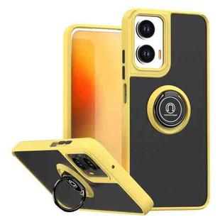 For Motorola Moto G35 Q Shadow 1 Series TPU + PC Phone Case with Ring(Yellow)