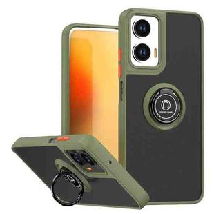 For Motorola Moto G35 Q Shadow 1 Series TPU + PC Phone Case with Ring(Army Green)