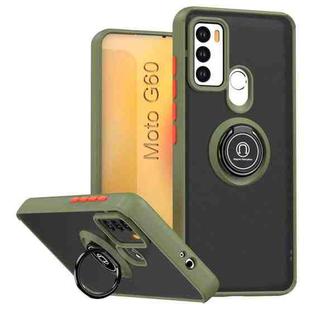 For Motorola Moto G60 / G60s Q Shadow 1 Series TPU + PC Phone Case with Ring(Army Green)