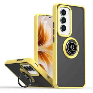 For OPPO Reno12 Pro Global Q Shadow 1 Series TPU + PC Phone Case with Ring(Yellow)