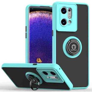For OPPO Find X5 Q Shadow 1 Series TPU + PC Phone Case with Ring(Sky Blue)