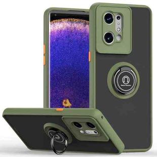 For OPPO Find X5 Q Shadow 1 Series TPU + PC Phone Case with Ring(Army Green)
