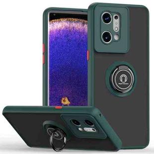 For OPPO Find X5 Q Shadow 1 Series TPU + PC Phone Case with Ring(Dark Green)