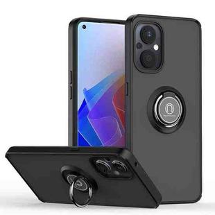 For OPPO Reno7 Z 5G Q Shadow 1 Series TPU + PC Phone Case with Ring(Black+Black)