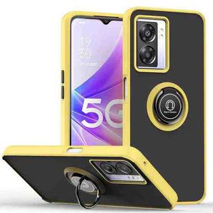 For OPPO A57 5G 2022 Q Shadow 1 Series TPU + PC Phone Case with Ring(Yellow)