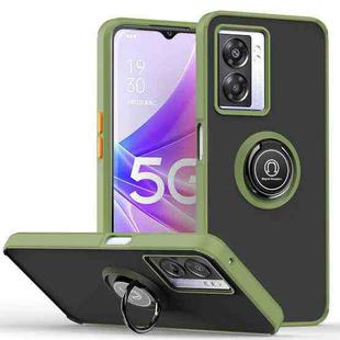 For OPPO A57 5G 2022 Q Shadow 1 Series TPU + PC Phone Case with Ring(Army Green)