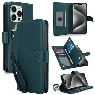 For iPhone 15 Pro Max Multi-Card Wallet RFID Leather Phone Case(Green)