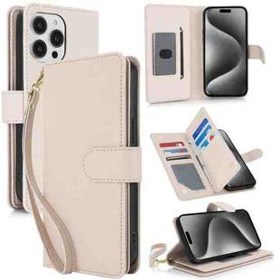 For iPhone 15 Pro Max Multi-Card Wallet RFID Leather Phone Case(Apricot)