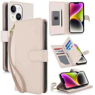 For iPhone 14 Multi-Card Wallet RFID Leather Phone Case(Apricot)