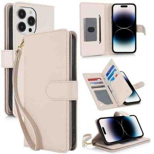 For iPhone 14 Pro Multi-Card Wallet RFID Leather Phone Case(Apricot)