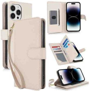 For iPhone 14 Pro Max Multi-Card Wallet RFID Leather Phone Case(Apricot)