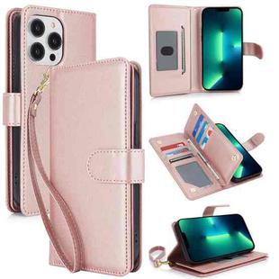 For iPhone 13 Pro Max Multi-Card Wallet RFID Leather Phone Case(Rose Gold)
