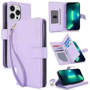 For iPhone 13 Pro Max Multi-Card Wallet RFID Leather Phone Case(Light Purple)