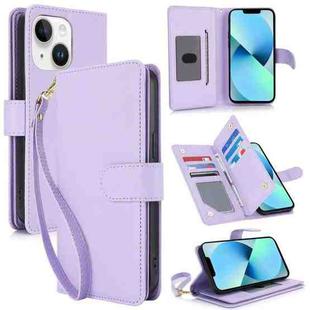 For iPhone 13 Multi-Card Wallet RFID Leather Phone Case(Light Purple)