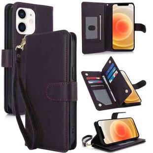 For iPhone 12 / 12 Pro Multi-Card Wallet RFID Leather Phone Case(Dark Purple)