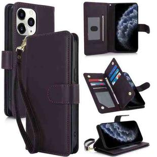 For iPhone 11 Pro Multi-Card Wallet RFID Leather Phone Case(Dark Purple)