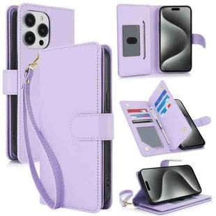 For iPhone 16 Pro Multi-Card Wallet RFID Leather Phone Case(Light Purple)