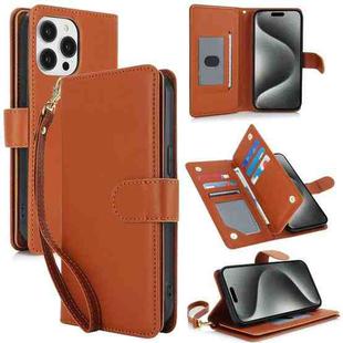 For iPhone 16 Pro Multi-Card Wallet RFID Leather Phone Case(Brown)